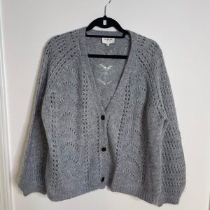 Sezane Gray Cable Knit Cardigan Sweater
